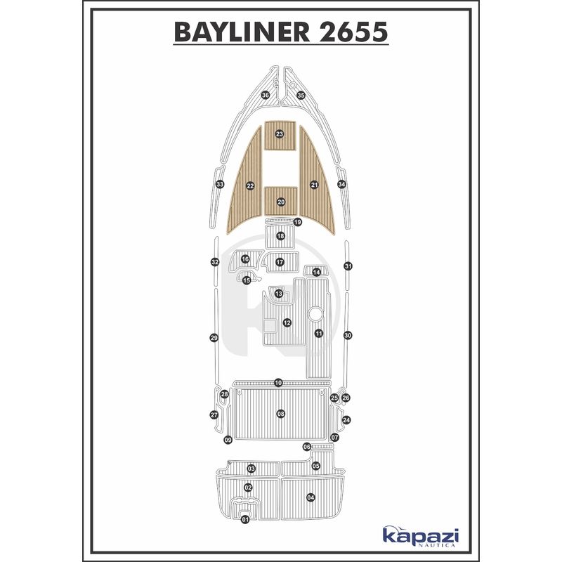 Tapete-EVA-Soft-Tech-para-Bayliner-2655-Proa-Areia-friso-Preto
