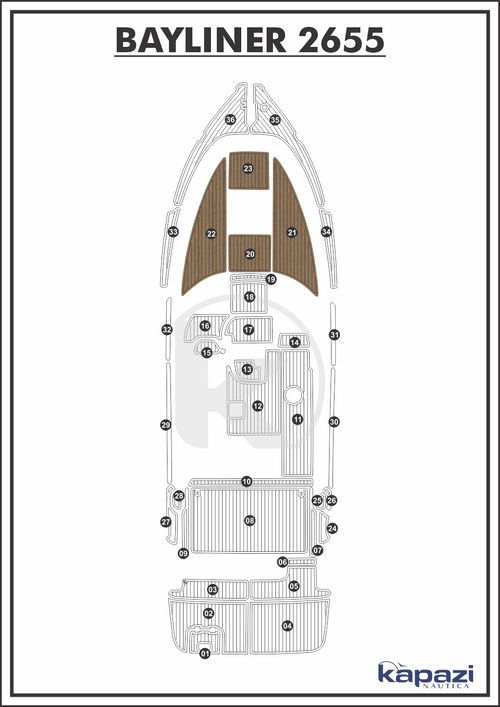 Tapete PVC Thermo Deck Beach para Bayliner 2655 - Proa
