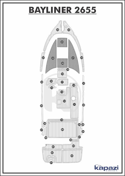 Tapete PVC Thermo Deck Comfort para Bayliner 2655 - Proa