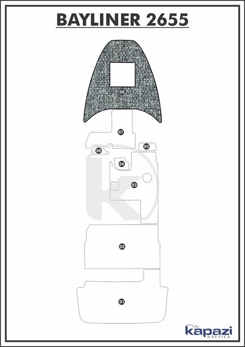 Tapete PVC Náutico Trançado para Bayliner 2655 - Proa