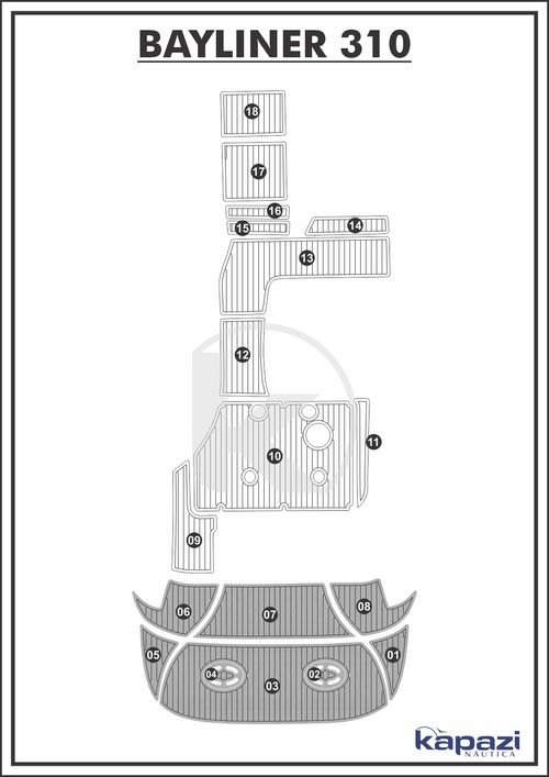 Tapete PVC Thermo Deck Comfort para Bayliner 310 - Plataforma
