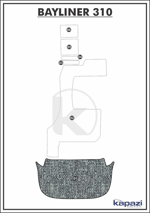 Tapete PVC Náutico Trançado para Bayliner 310 - Plataforma