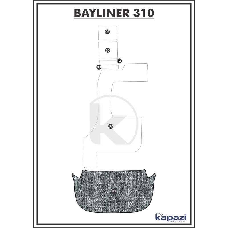 Tapete-PVC-Nautico-Trancado-para-Bayliner-310-Plataforma-Branco-e-Preto-com-Borda