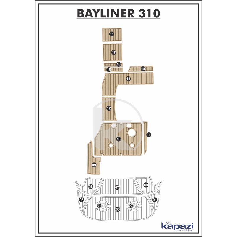 Tapete-EVA-Soft-Tech-para-Bayliner-310-Cockpit-Areia-friso-Preto