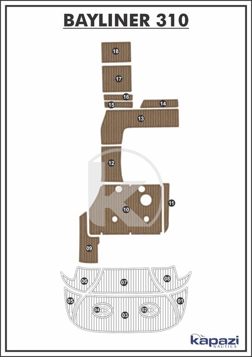 Tapete PVC Thermo Deck Beach para Bayliner 310 - Cockpit