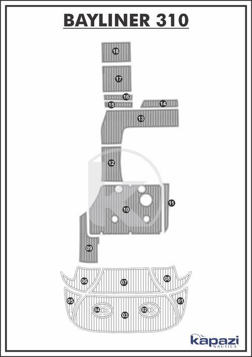 Tapete PVC Thermo Deck Comfort para Bayliner 310 - Cockpit