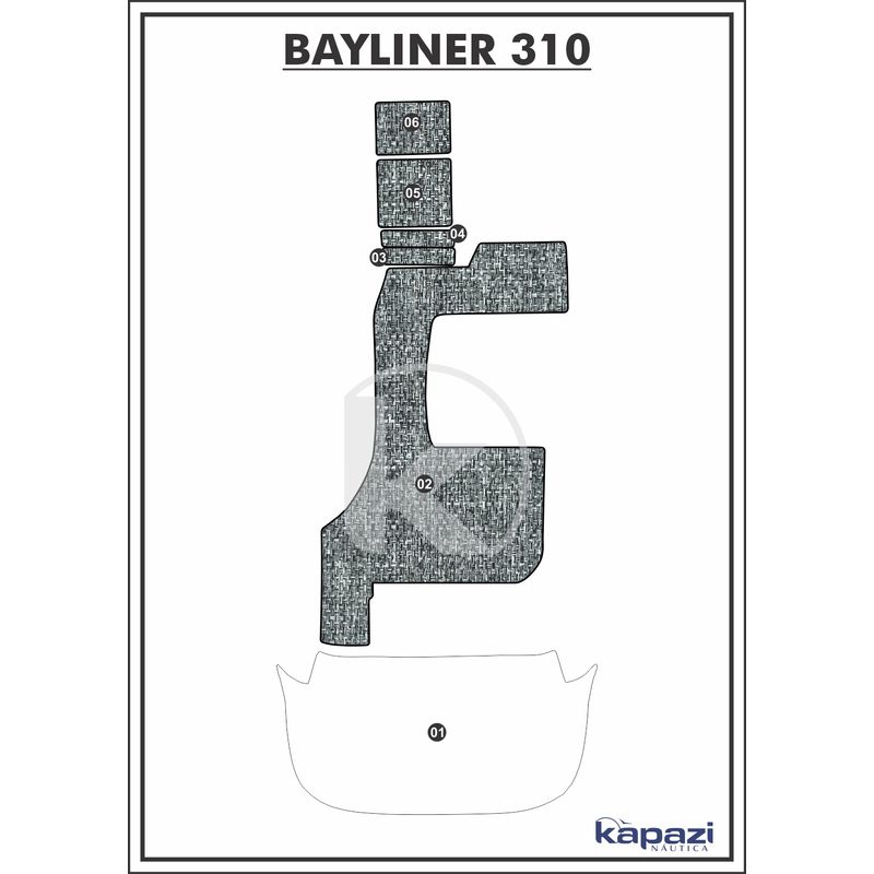 Tapete-PVC-Nautico-Trancado-para-Bayliner-310-Cockpit-Branco-e-Preto-com-Borda