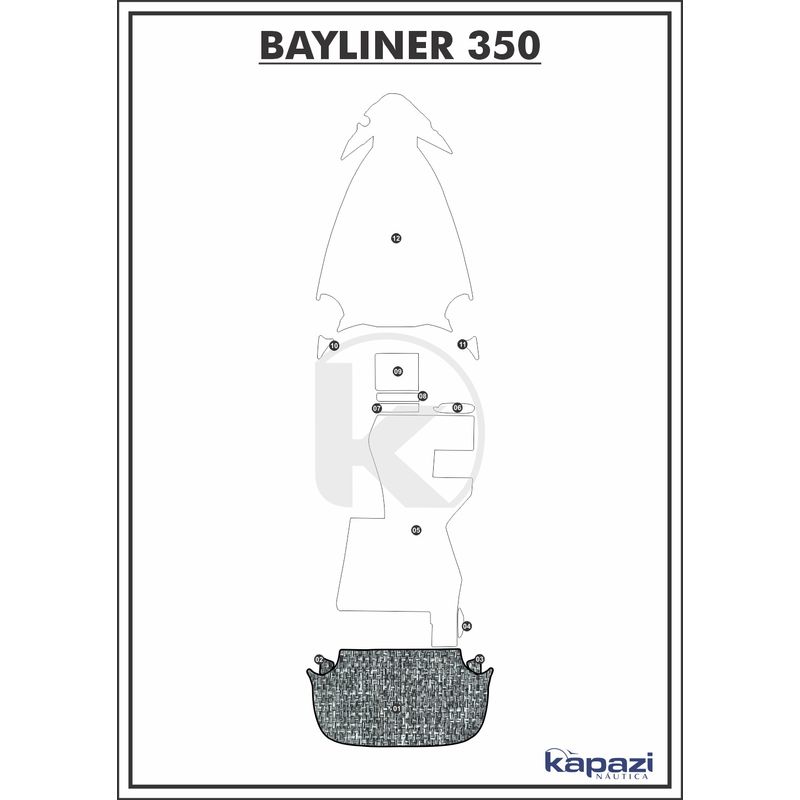 Tapete-PVC-Nautico-Trancado-para-Bayliner-350-Plataforma-Branco-e-Preto-com-Borda