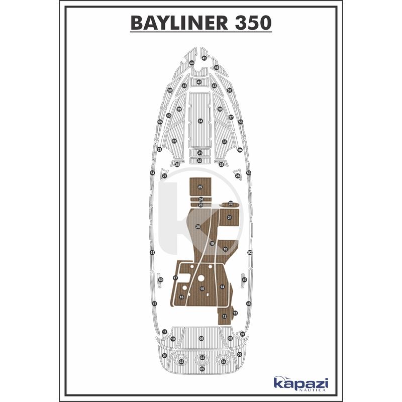 Tapete-PVC-Thermo-Deck-Beach-para-Bayliner-350-Cockpit-Natural-friso-Preto