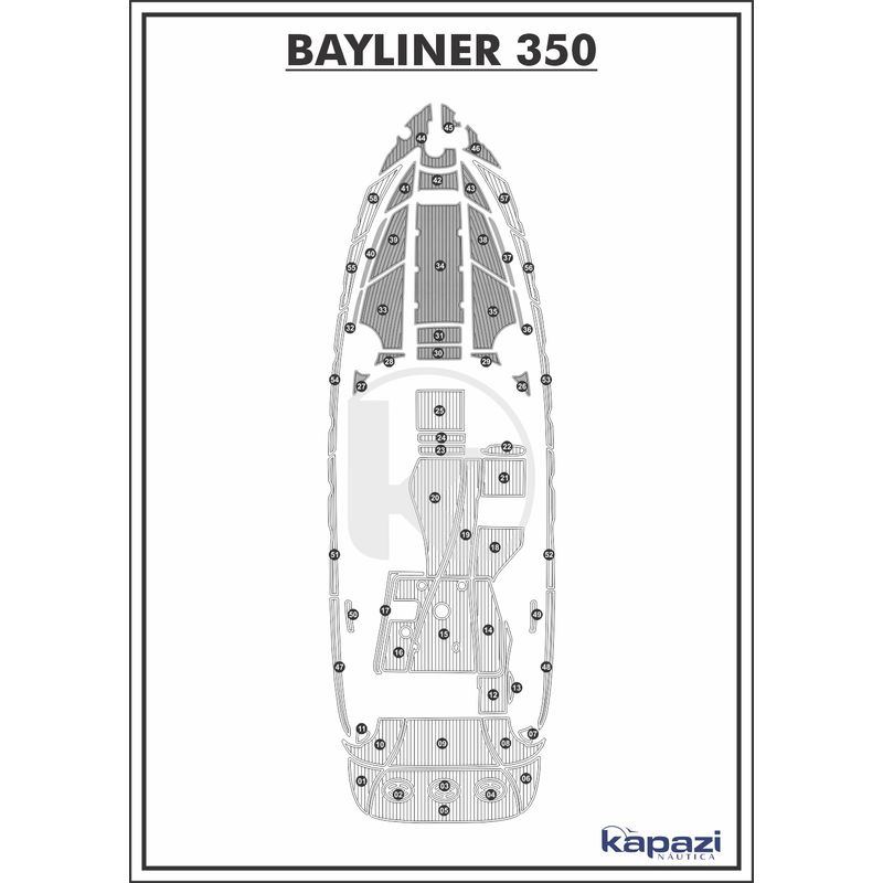 Tapete-PVC-Thermo-Deck-Comfort-para-Bayliner-350-Proa-Cinza-friso-Preto