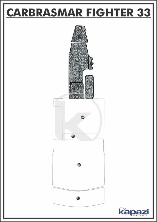Tapete PVC Náutico Trançado para Carbrasmar Fighter 33 - Cabine
