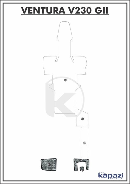 Tapete PVC Náutico Trançado para Ventura V 230 GII - Plataforma