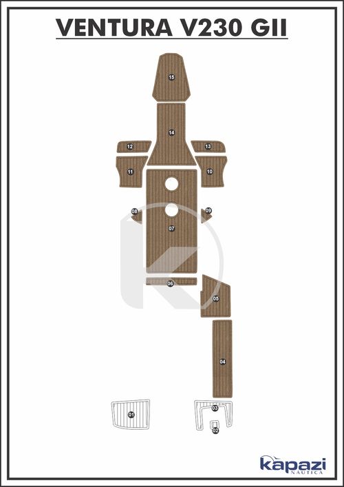 Tapete PVC Thermo Deck Beach para Ventura V 230 GII - Cockpit