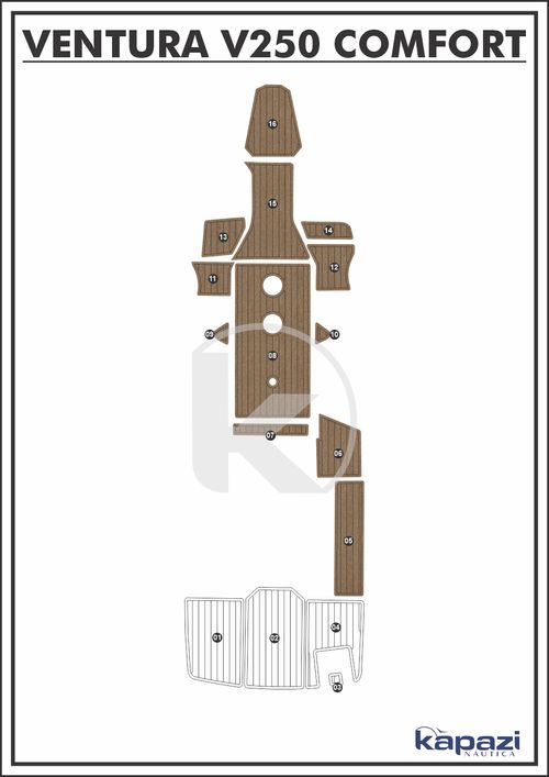 Tapete PVC Thermo Deck Beach para Ventura V 250 Comfort - Cockpit
