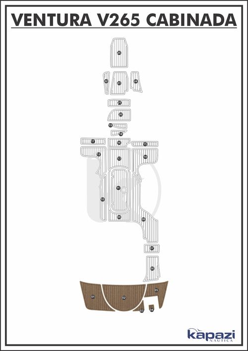 Tapete PVC Thermo Deck Beach para Ventura V 265 Cabin Comfort - Plataforma