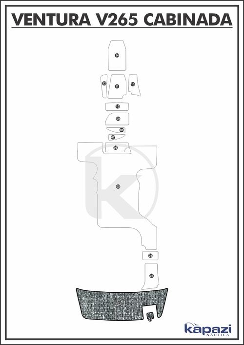 Tapete PVC Náutico Trançado para Ventura V 265 Cabin Comfort - Plataforma