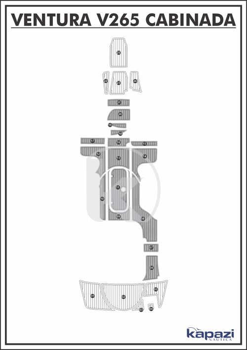 Tapete PVC Thermo Deck Comfort para Ventura V 265 Cabin Comfort - Cockpit