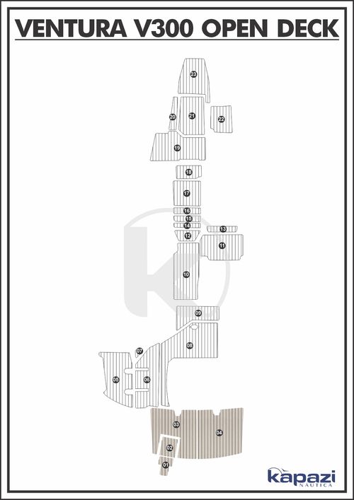 Tapete PVC Thermo Deck Classic para Ventura V 300 Cabinada - Plataforma