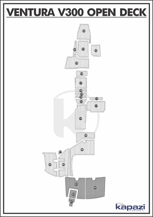 Tapete PVC Thermo Deck Comfort para Ventura V 300 Open Deck - Plataforma