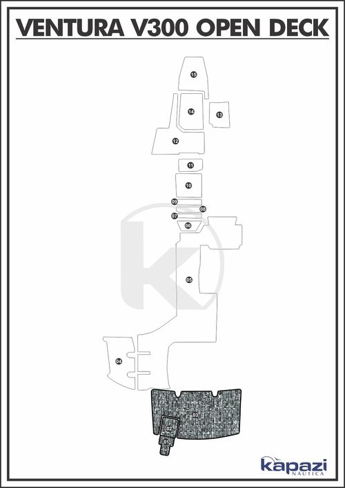 Tapete PVC Náutico Trançado para Ventura V 300 Open Deck - Plataforma