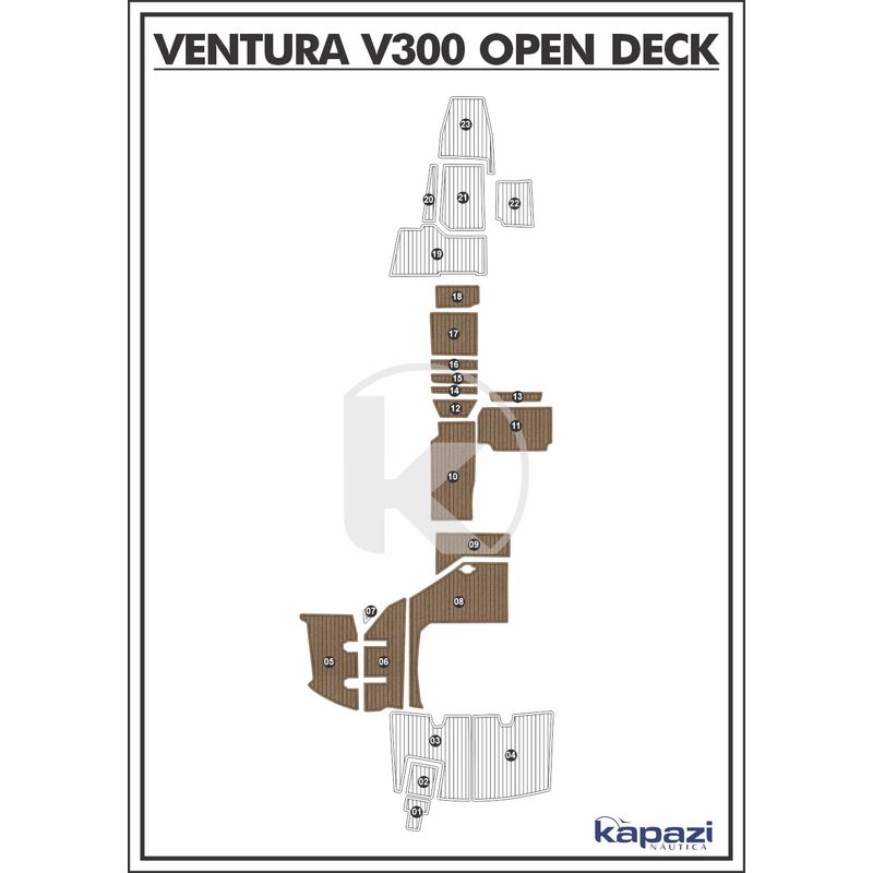 tapete-pvc-thermo-deck-beach-para-ventura-v-300-open-deck-cockpit-natural-friso-preto