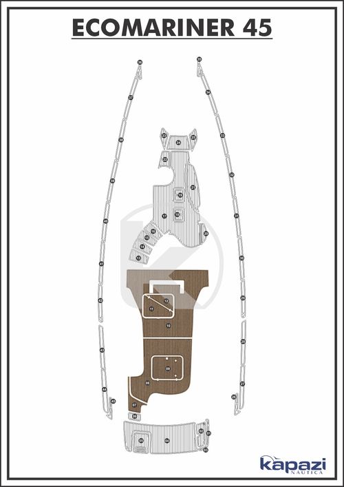 Tapete PVC Thermo Deck Beach para Ecomariner 45 - Cockpit