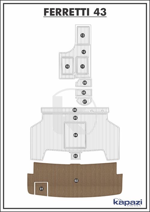 Tapete PVC Thermo Deck Beach para Ferretti 43 - Plataforma