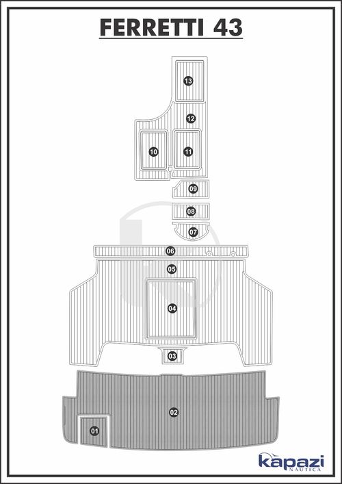 Tapete PVC Thermo Deck Comfort para Ferretti 43 - Plataforma