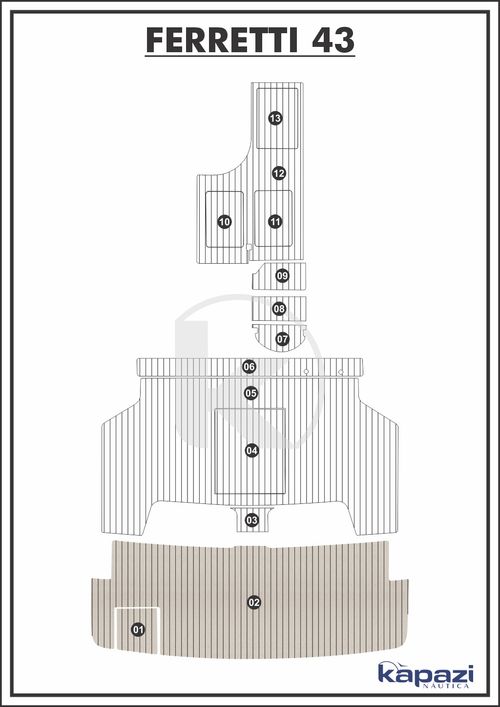 Tapete PVC Thermo Deck Classic para Ferretti 43 - Plataforma