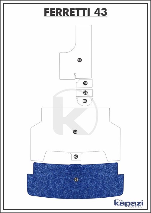 Tapete Têxtil Nauti Clean para Ferretti 43 - Plataforma