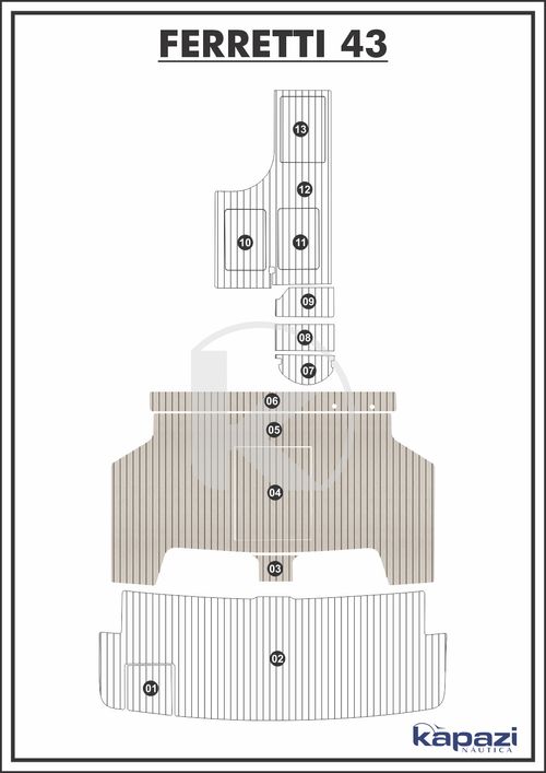 Tapete PVC Thermo Deck Classic para Ferretti 43 - Cockpit
