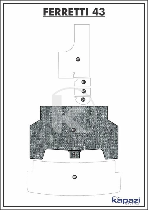 Tapete PVC Náutico Trançado para Ferretti 43 - Cockpit