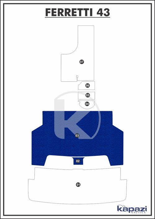 Tapete PVC Vinil Kap para Ferretti 43 - Cockpit