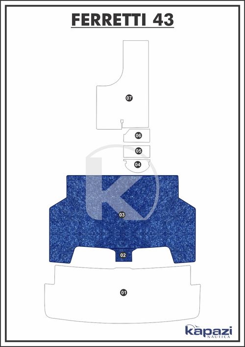 Tapete Têxtil Nauti Clean para Ferretti 43 - Cockpit