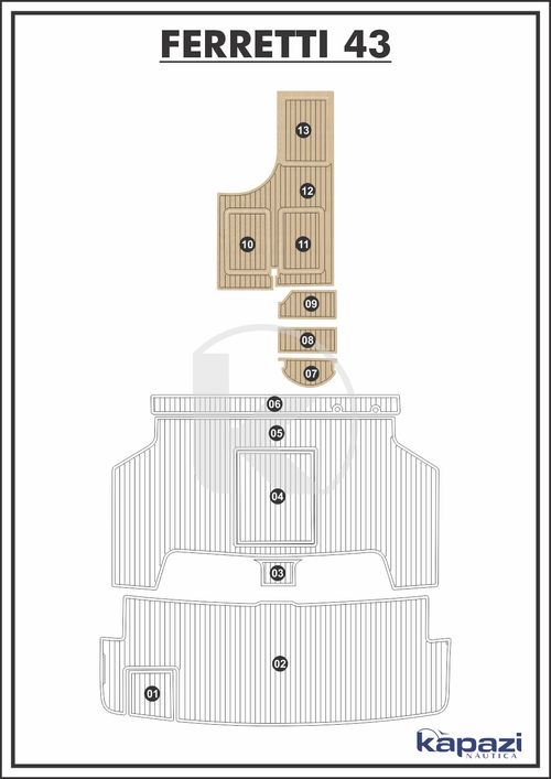 Tapete EVA Soft Tech para Ferretti 43 - Cabine