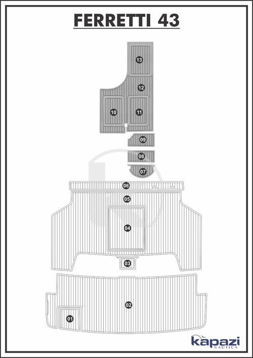 Tapete PVC Thermo Deck Comfort para Ferretti 43 - Cabine