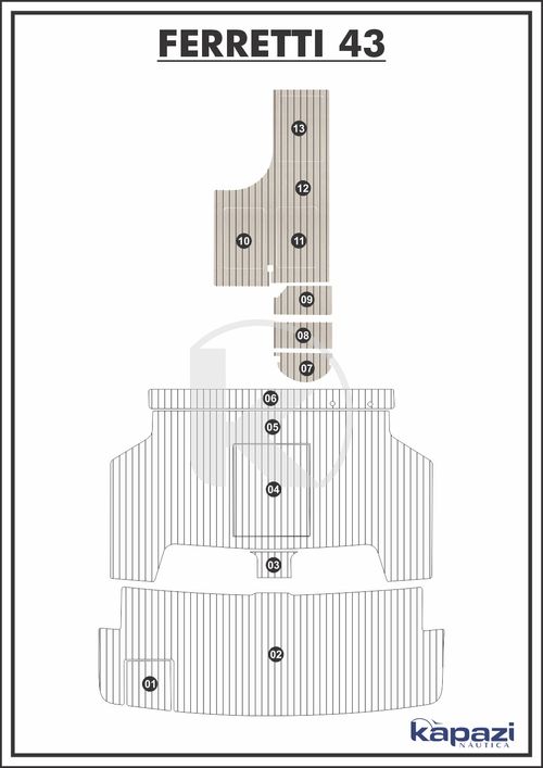 Tapete PVC Thermo Deck Classic para Ferretti 43 - Cabine
