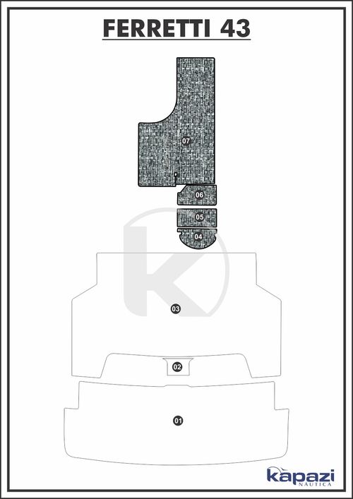 Tapete PVC Náutico Trançado para Ferretti 43 - Cabine