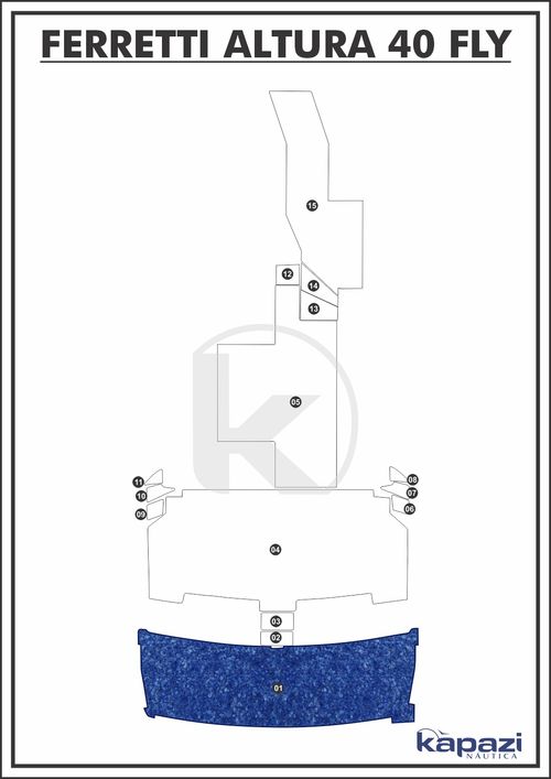 Tapete Têxtil Nauti Clean para Ferretti Altura 40 Fly - Plataforma
