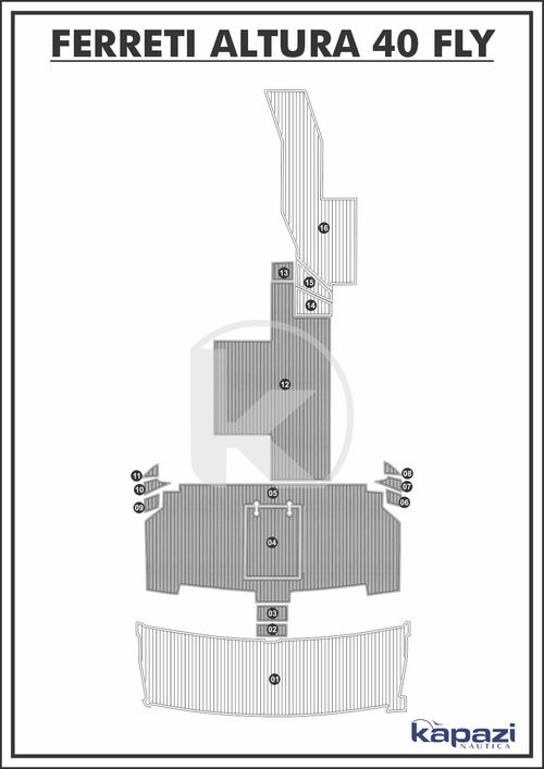 Tapete PVC Thermo Deck Comfort para Ferretti Altura 40 Fly - Cockpit