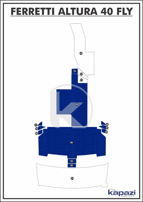 Tapete PVC Vinil Kap para Ferretti Altura 40 Fly - Cockpit