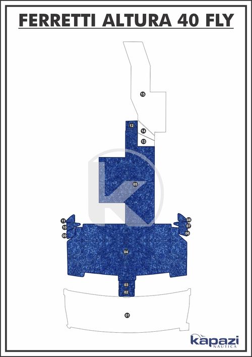 Tapete Têxtil Nauti Clean para Ferretti Altura 40 Fly - Cockpit