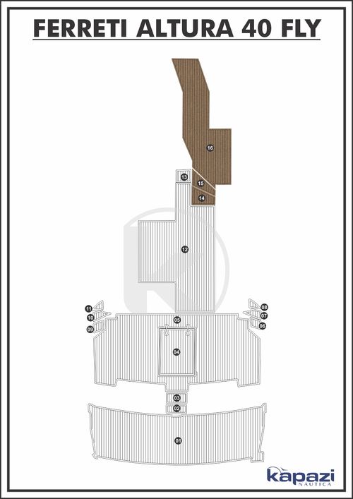 Tapete PVC Thermo Deck Beach para Ferretti Altura 40 Fly - Cabine