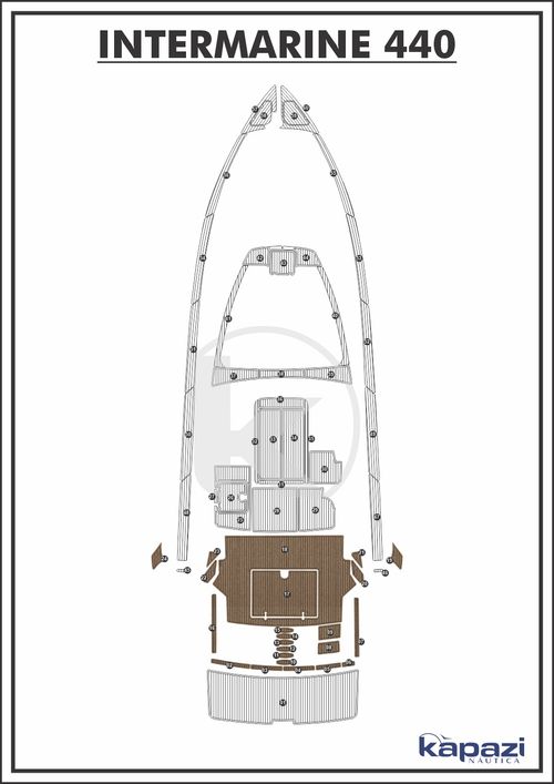 Tapete PVC Thermo Deck Beach para Intermarine 44 - Cockpit