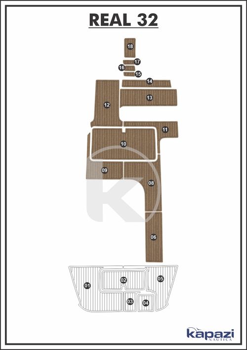 Tapete PVC Thermo Deck Beach para Real 32 - Cockpit