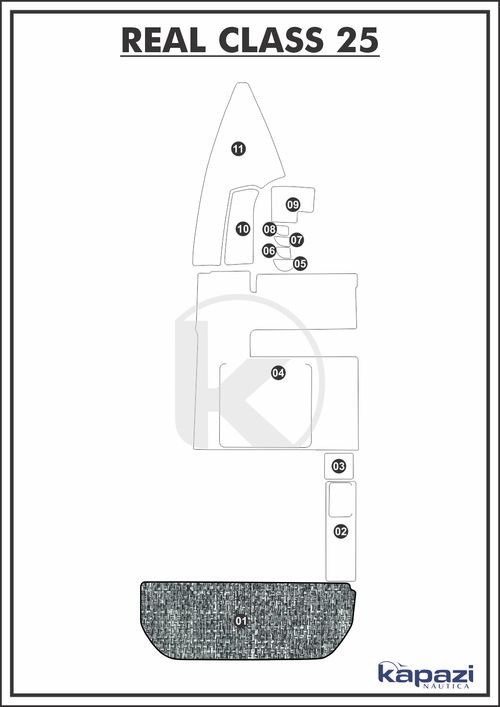 Tapete PVC Náutico Trançado para Real Class 25 Cabinada - Plataforma