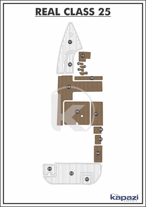 Tapete PVC Thermo Deck Beach para Real Class 25 Cabinada - Cockpit