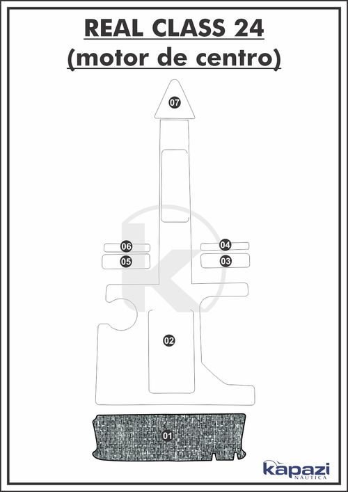 Tapete PVC Náutico Trançado para Real Class 24 Motor de Centro - Plataforma