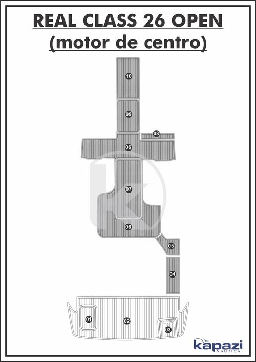 Tapete PVC Thermo Deck Comfort para Real Class 26 Open Motor de Centro - Cockpit