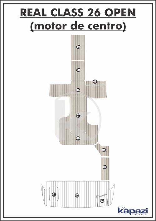 Tapete PVC Thermo Deck Classic para Real Class 26 Open Motor de Centro - Cockpit